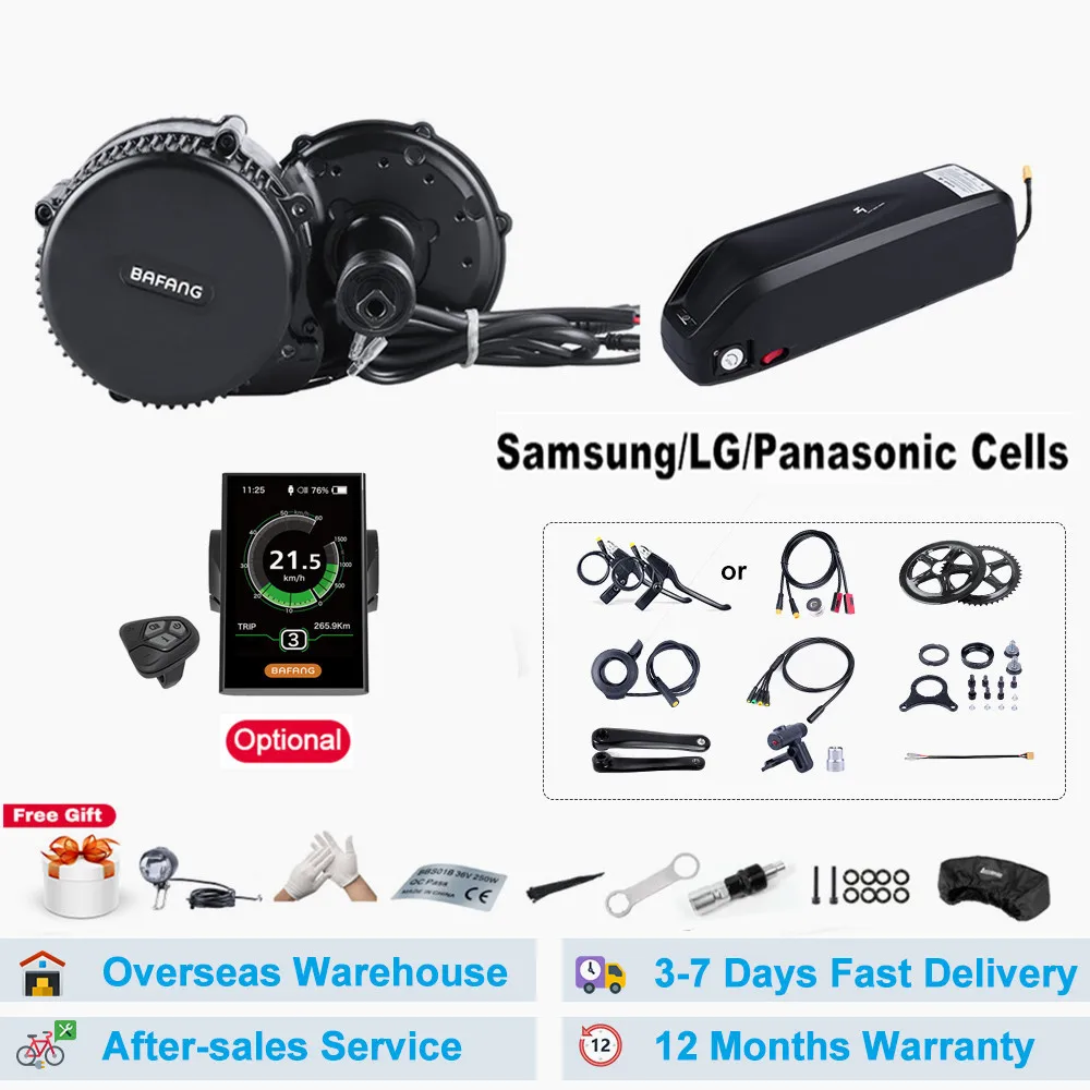 

Комплект для переоборудования ebike Bafang, 48 В, 500 Вт, средний приводной двигатель с батареей 12 Ач, 13 Ач, 17,5 Ач, 18 Ач, элементы Samsung/LG/Panasonic BBS02B BBS02