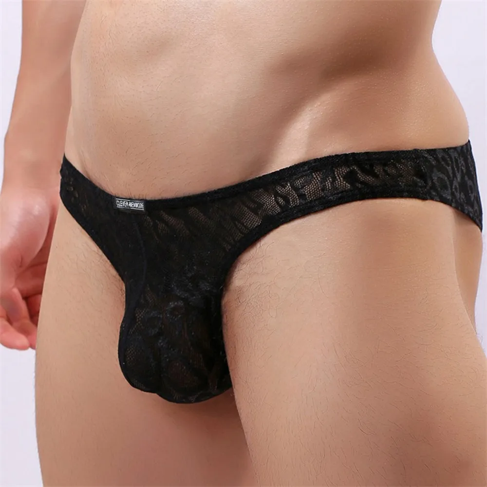 

Men Lace Sexy Brief Thong Thin Underwear Stretch Bikini G String Underpants Gays Clothes Sissy Panties See-Through Male Lingerie