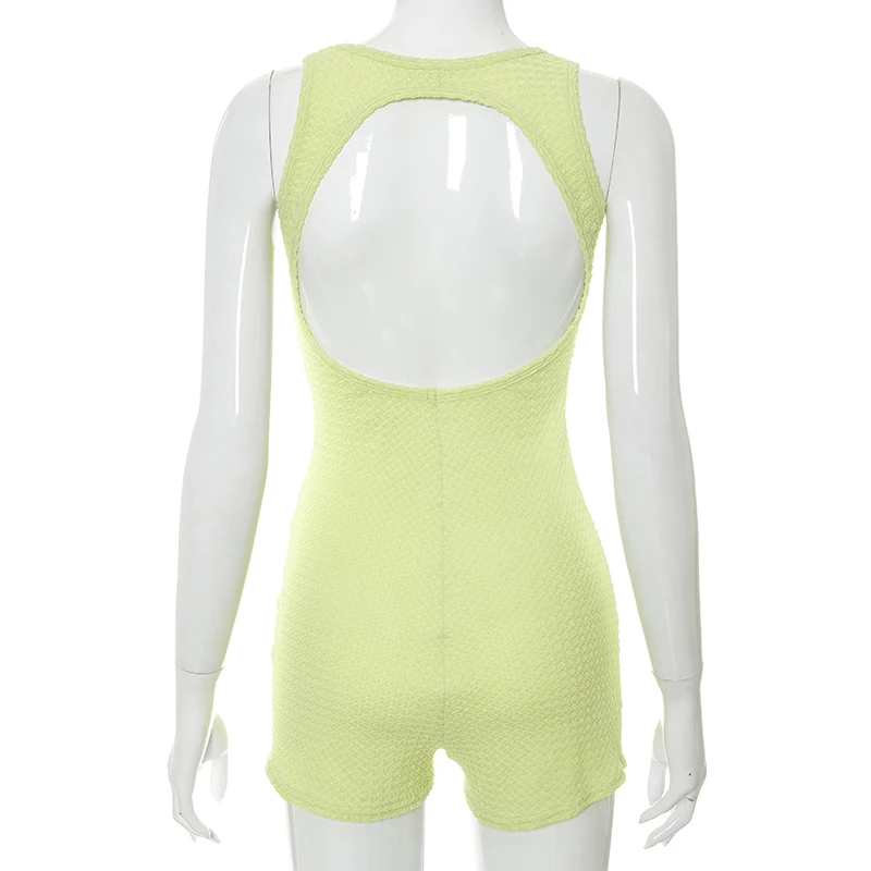 

Sisterlinda Women Sporty Workout Active Wear Backless Romper Sleeveless Baddie Clothing Streetwear Casual Bodycon Playsuit Mujer