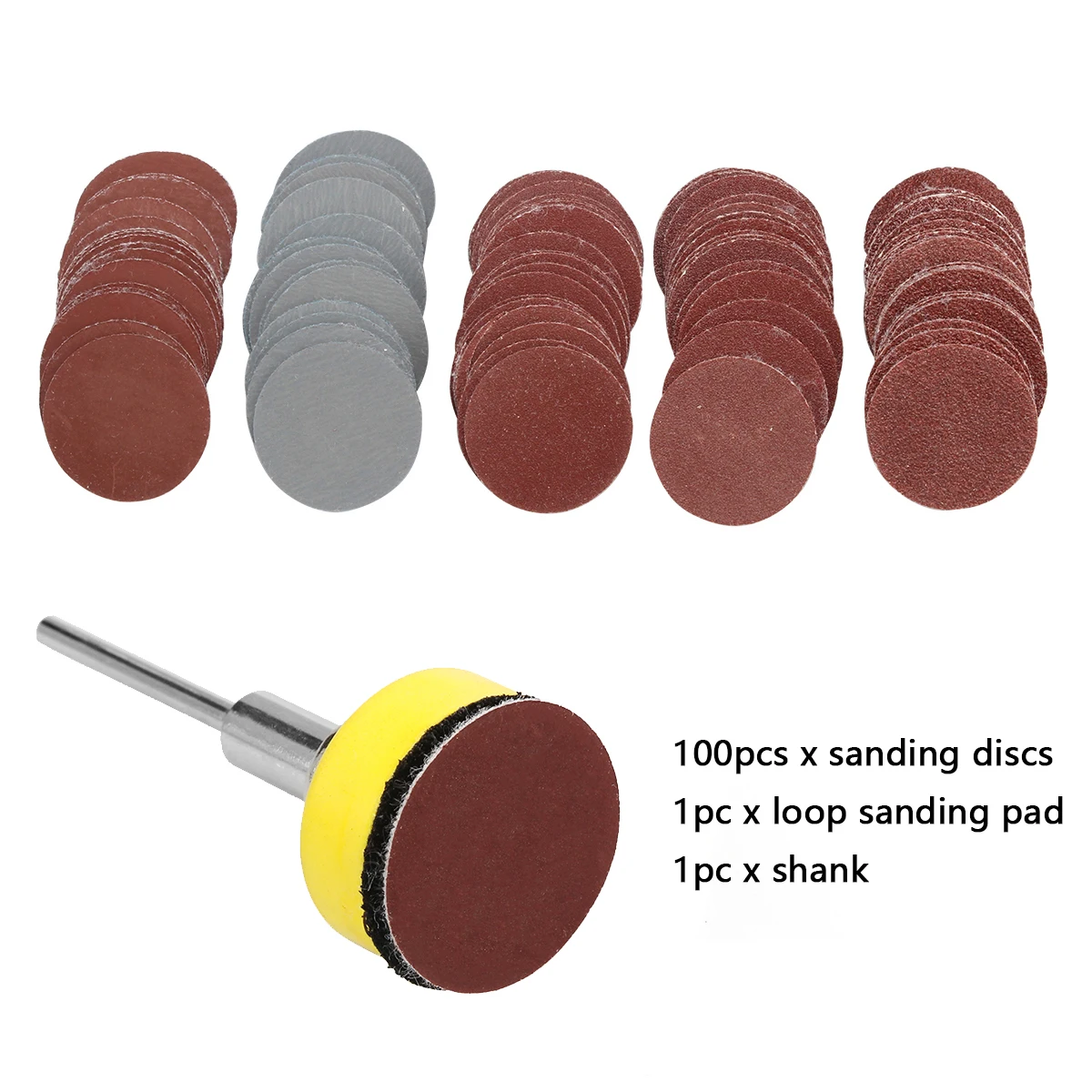 

100Pcs 25mm High Quality Sanding Discs + 1" Abrasives Hook & Loop Backer Plate + 1/8inch Shank Set For Polishing Tools