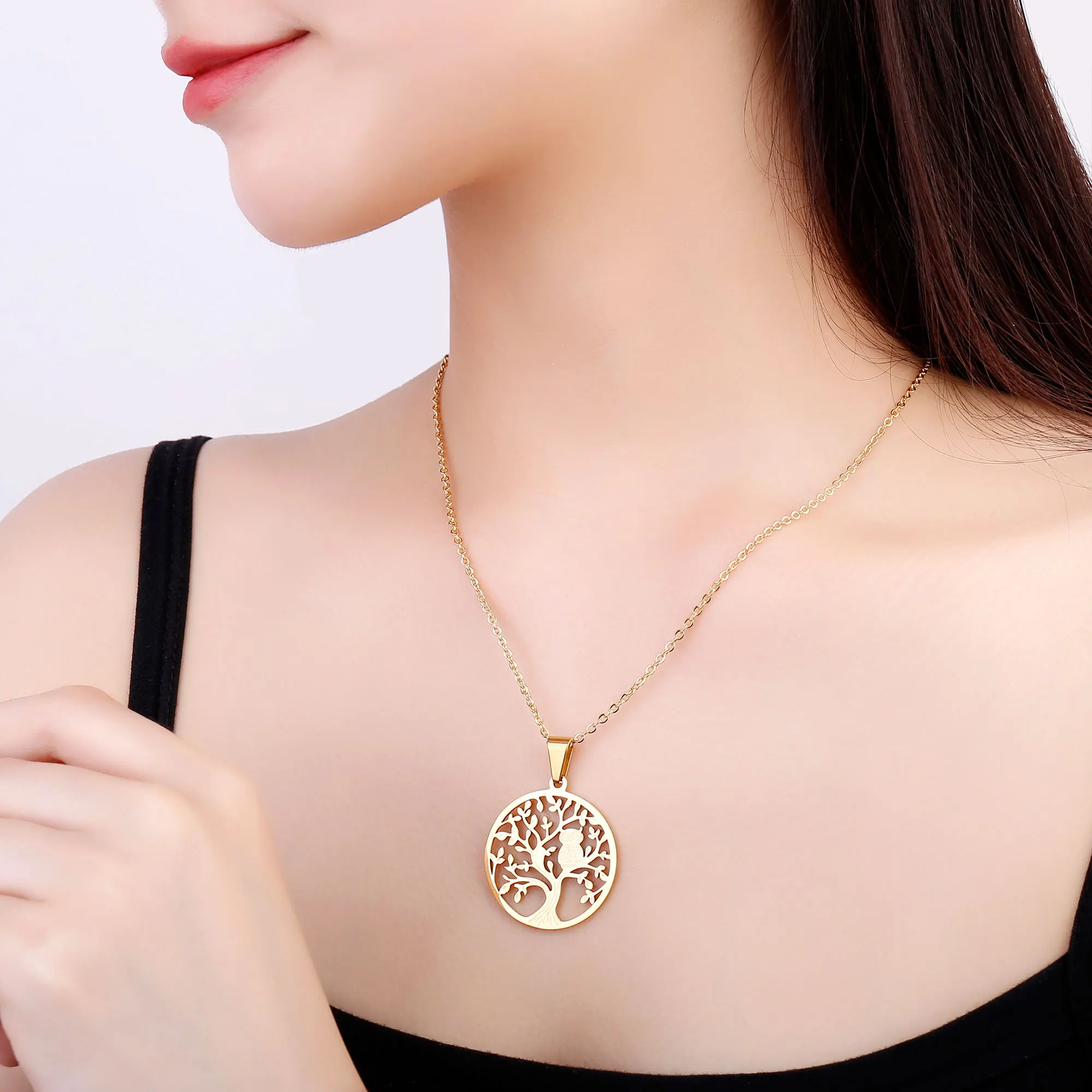 Женское ожерелье с подвеской Дерево жизни Золотое и серебряное чокер бижутерия