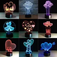 valentines day gift 3d led night light 7 colors table lamp home decor bulb touch sensor luminarias for love dropship