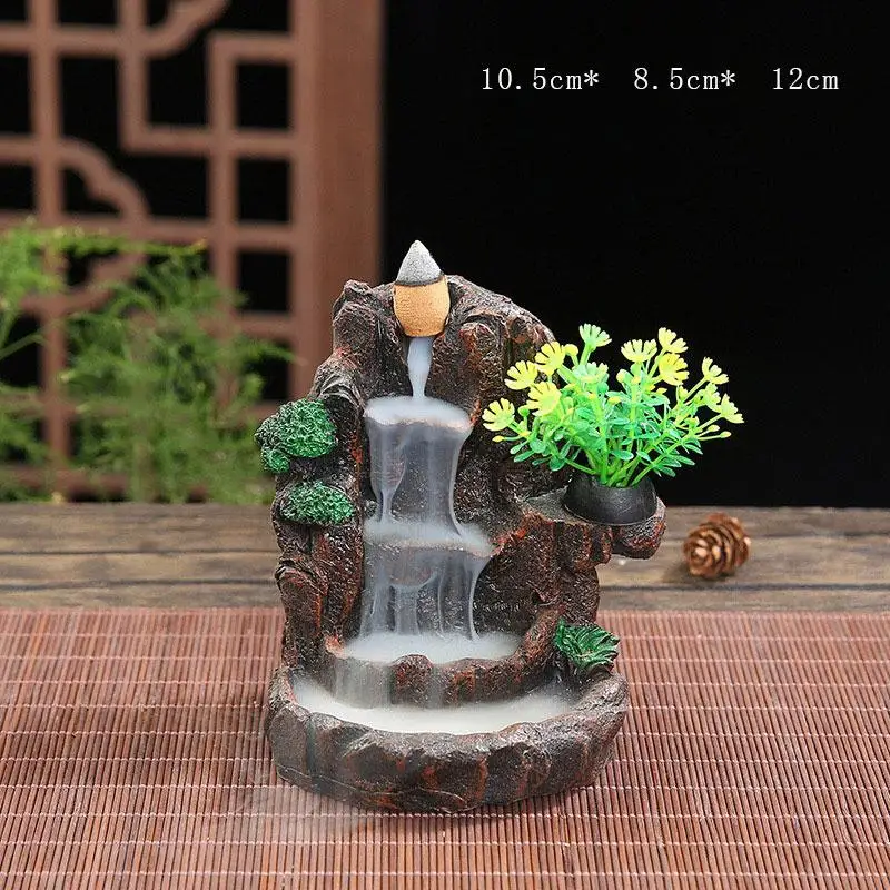 

Mountains River Waterfall Incense Burner Fountain Backflow Aroma Smoke Censer Holder Office Home Unique Crafts+20 Incense Cones