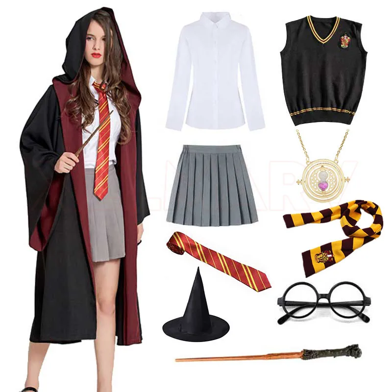 Костюм для косплея волшебный халат накидка школьная форма палочка очки подарок
