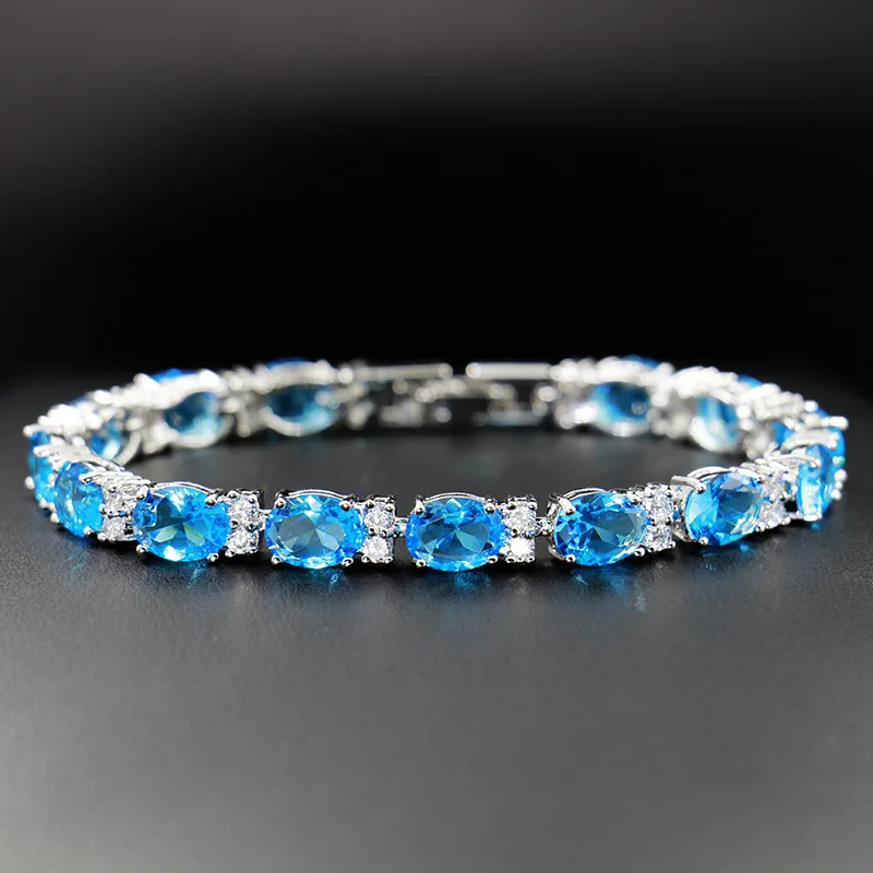 

Exquisite Blue Zircon Set European and American Fashion Jewelry 3-piece Combination Bridal Jewelry Set