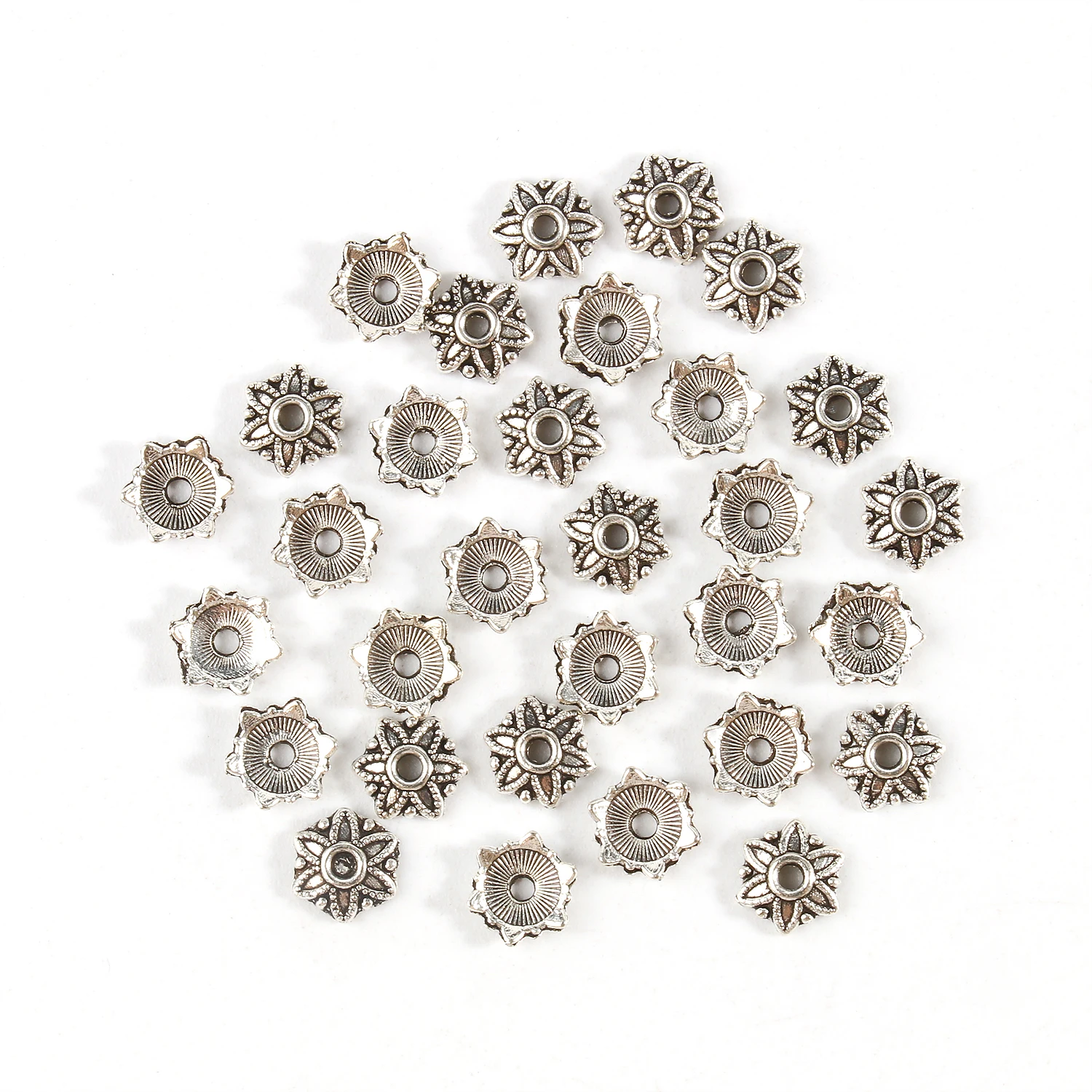 

100pcs Metal Beads Cap Tibetan Antique Gold Silver Plated Bead End Caps For Jewelry Making Supplies Accessories DIY Bracelet