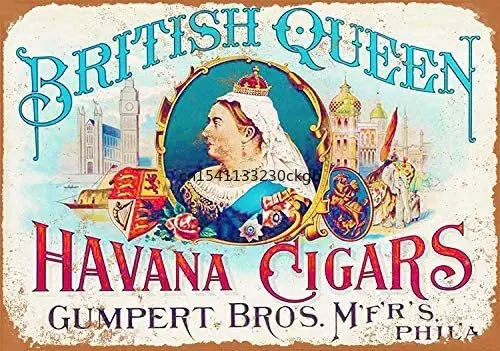 

SIGNCHAT British Queen Havana Cigars Vintage Retro Aluminum Sign Size 8X12 Inches