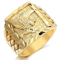 punkboy hip hop rock style gold plated domineering craved flying eagle animal pattern men s finger ring party luxury jewelry