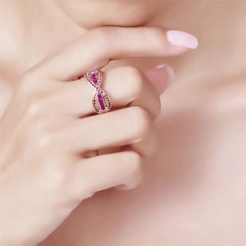 CiNily розовые и красные космические линии заполненные кольца на палец