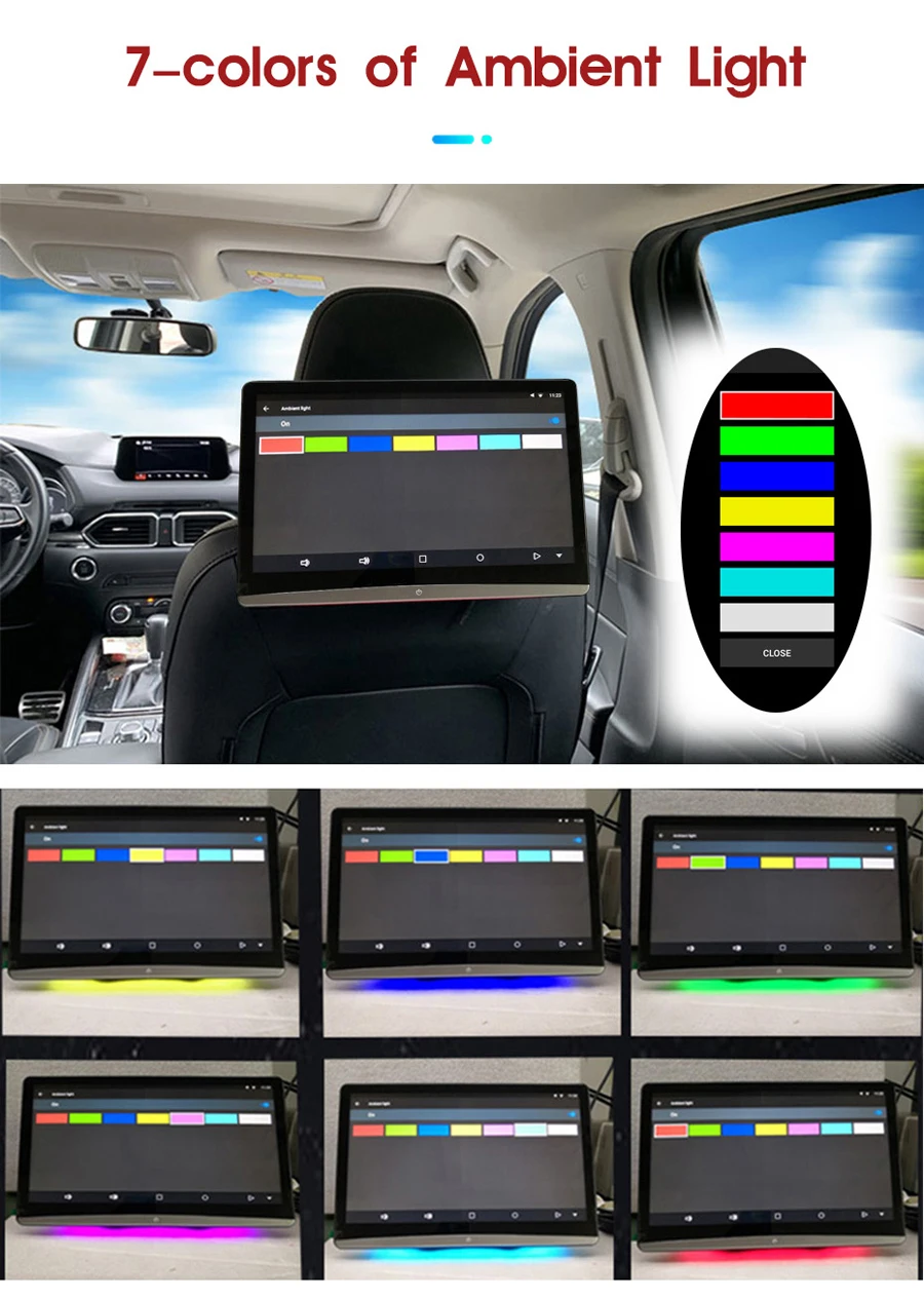Монитор для подголовника автомобиля 13 3 дюйма 8 ядер Android 9 0 IPS Wi-Fi Bluetooth HDMI FM