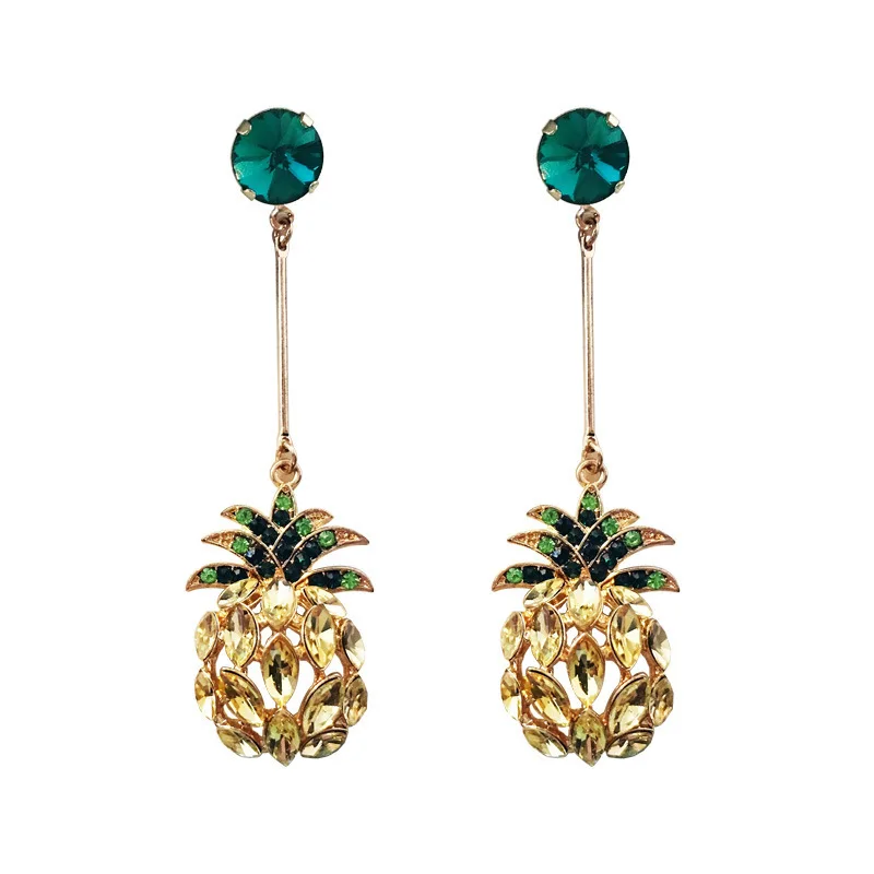 Новые серьги в виде ананаса со стразами модные стиле бохо с кристаллами висячие