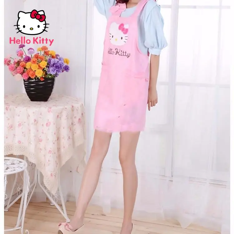

TAKARA TOMY Hello Kitty Cartoon Cute Sleeveless Cotton Apron Adjustable Kitchen Workwear