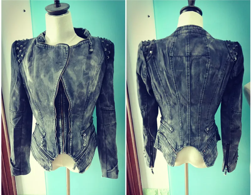 Женская джинсовая куртка на весну и осень большие размеры 5XL 6XL приталенная