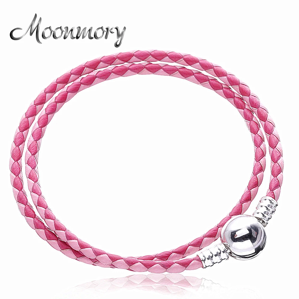 Женский двойной плетеный браслет Moonmory Летний стиль розовые моменты серебро 2020