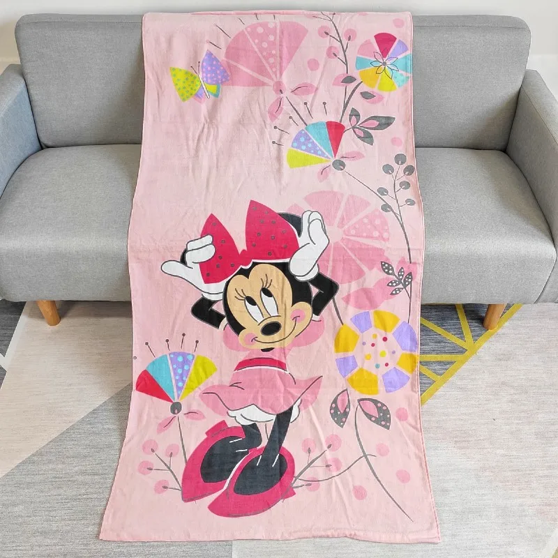 Disney/милое розовое летнее пляжное полотенце с Минни Маус И Микки из хлопка для детей, банное полотенце для девочек, 75x150 см