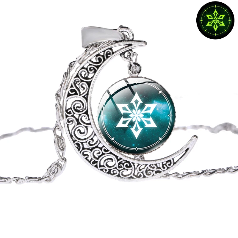 Светящееся ожерелье в стиле аниме Genshin светящееся с глазами Бога водным ветром