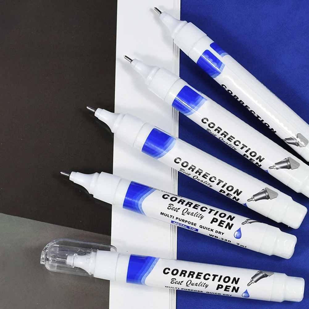 

12pcs 7ml School Stationery Students Home With Cap Office Work Easy Grip Correction Fluid Fast Drying Pen Shaped Squeezable