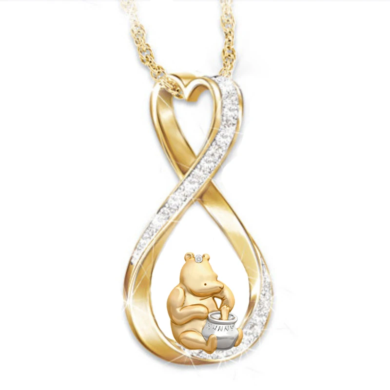 

20220 new creative geometric golden cute bear pendant children's necklace Valentine's Day gift holiday jewelry jewelry wholesale