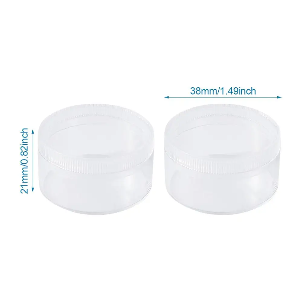 

12pc Clear Plastic Jewelry Bead Storage Box Small Round Container Jars Make Up Organizer Empty Jar Nail Rhinestone Crystal Boxes