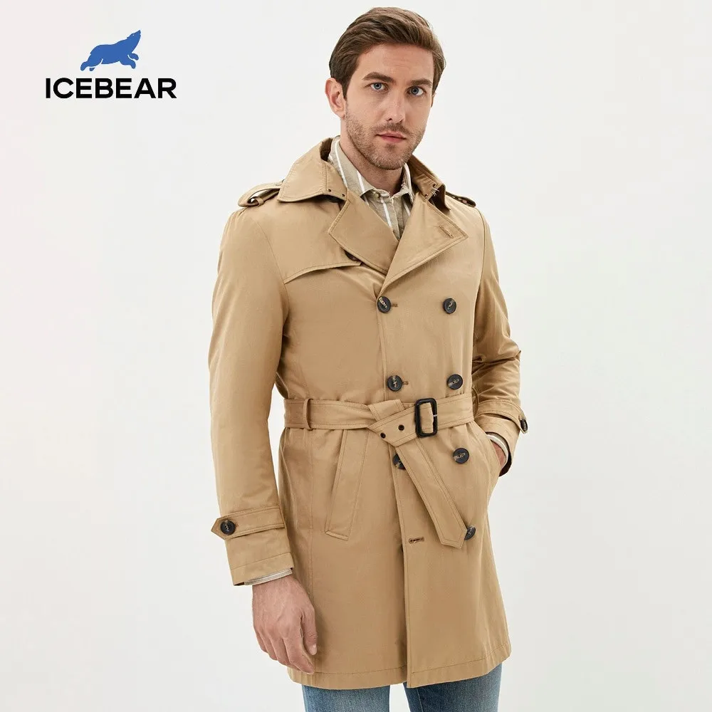 Мужской длинный Тренч ICEbear ветровка с отворотом брендовая одежда MWF20709D 2020|Плащи и