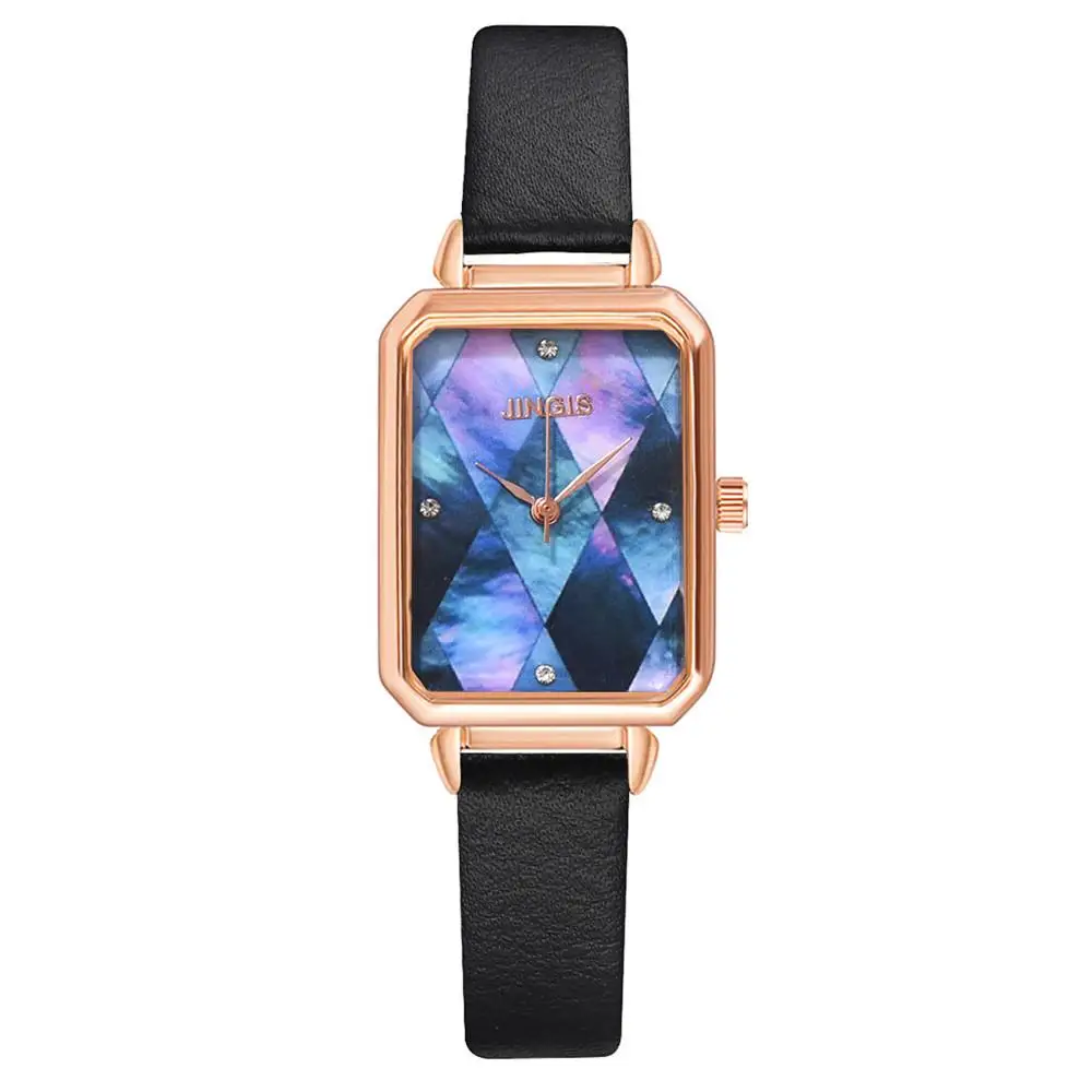 

New Fashion Luxury Small Rectangle Women Watches Simple Qualities Ladies Quartz Wristwatches Green Watch Woman Leather Clock