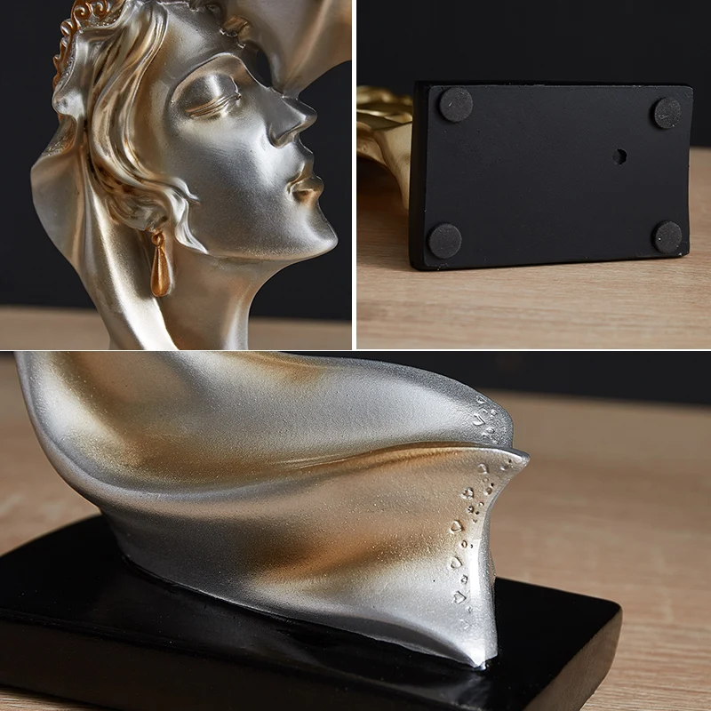 

home living room decoration accessories sculpture abstract Lovers statues home decor Kiss sculpture Valentine's Day wedding gift