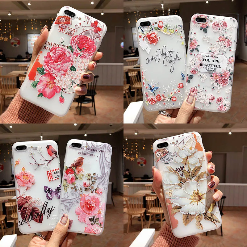 Прозрачный чехол для телефона iphone x xs 3D тисненый цветок Аксессуары мобильных