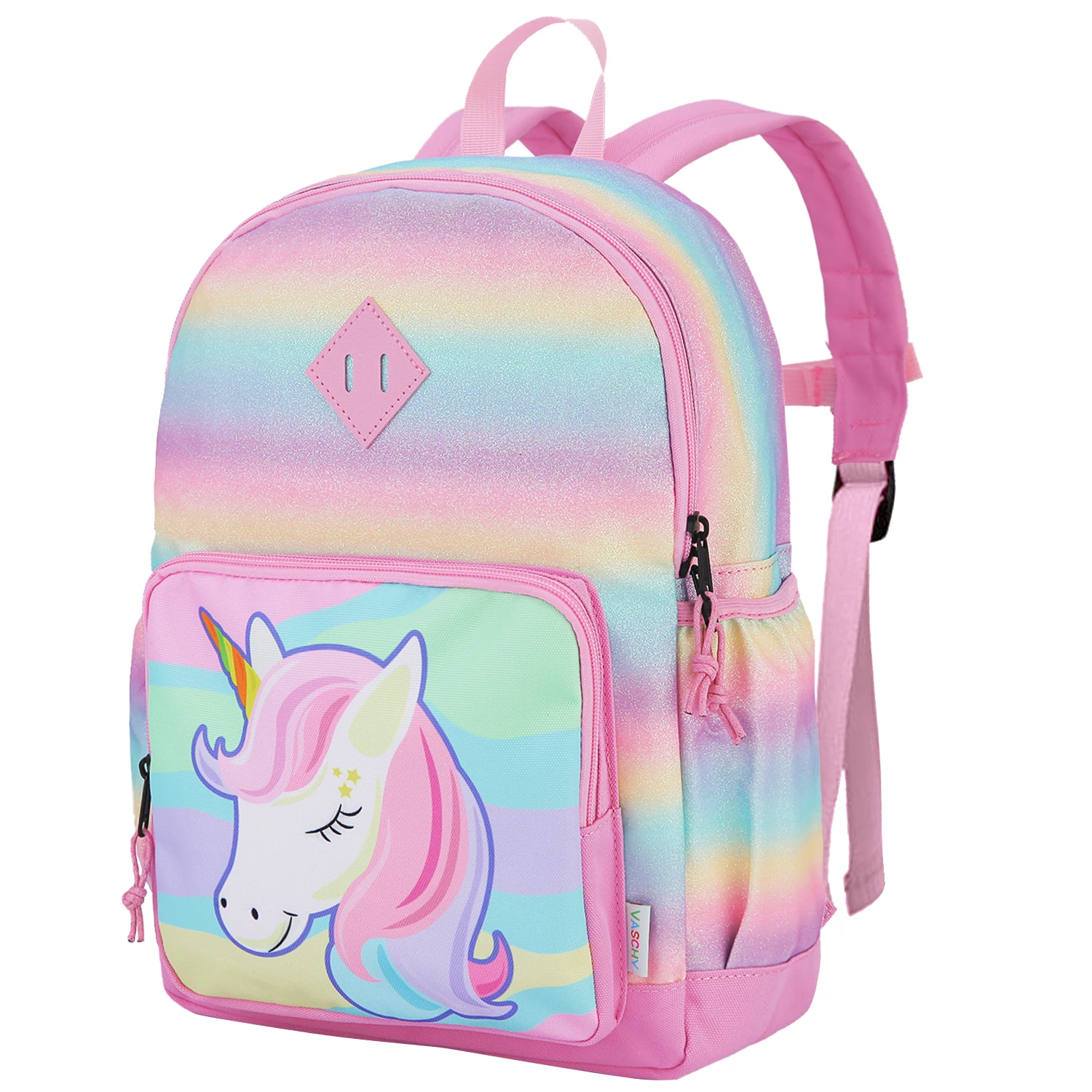 VASCHY Cute Rainbow Water Resistant Bookbag for Preschool Kids Lightweight  Backpack for Little Girls