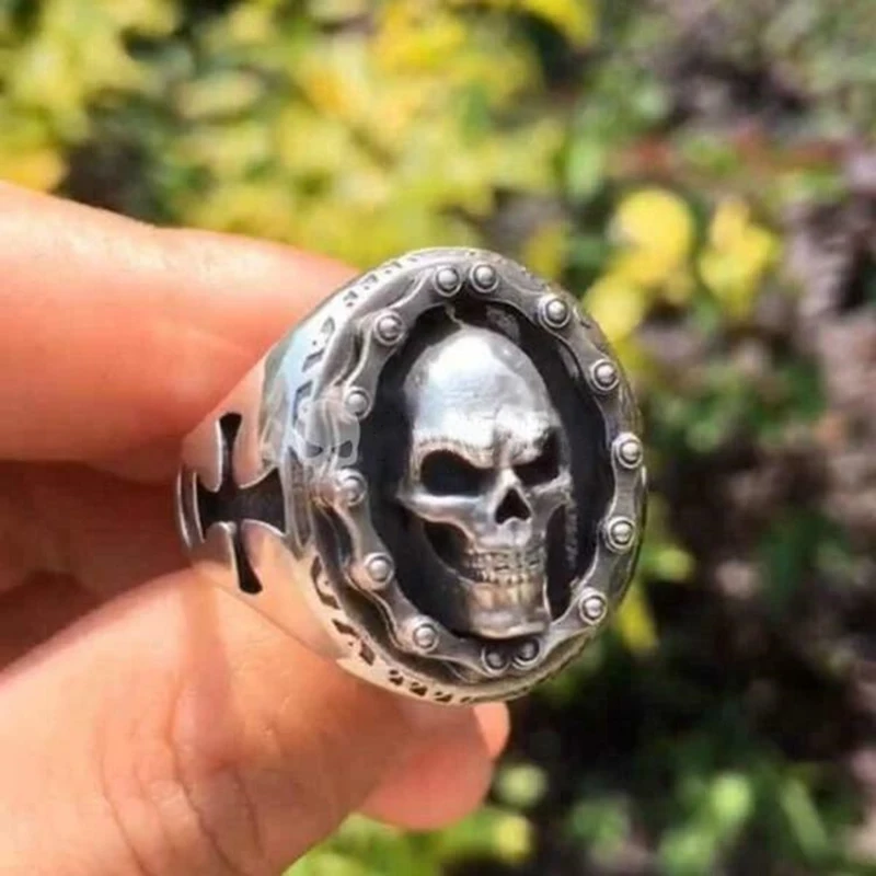 Готическое панк мужское кольцо ретро Череп Дьявол из нержавеющей стали
