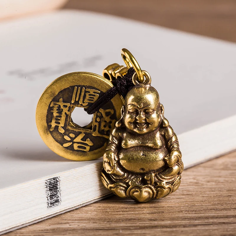 Латунные смайлики Maitreya Buddha автомобильные брелки Подвески Ювелирные изделия