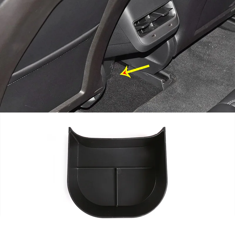 

For Tesla Model 3 2016-2019 ABS Black Car Rear storage box Two-row sundries storage box Car Storage box Car Accessories