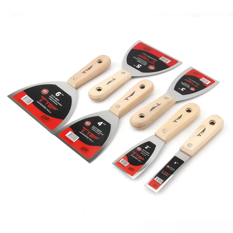 6 шт. скребок для лезвия из нержавеющей стали с деревянной ручкой|Шпатель| |