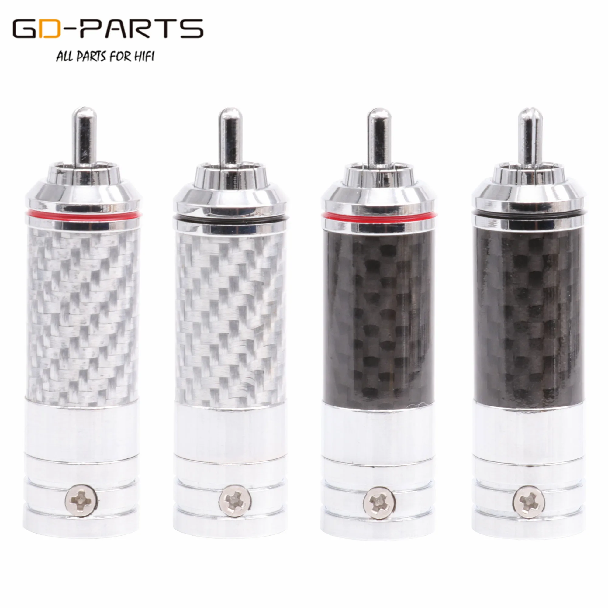 

Rhodium Plated Tellurium Copper Male RCA Plug Coaxial Adapter Connector Carbon Fibre Brass Shell HiFi Audio AMP DIY Screw Lock