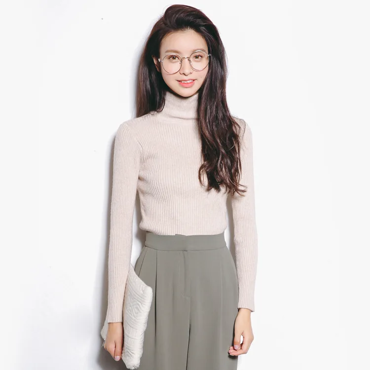 LUZUZI Autumn Winter Women's Sweaters Turtleneck Casual Soft polo-neck Knitted Jumper Fashion Slim Femme Elasticity Pullovers |