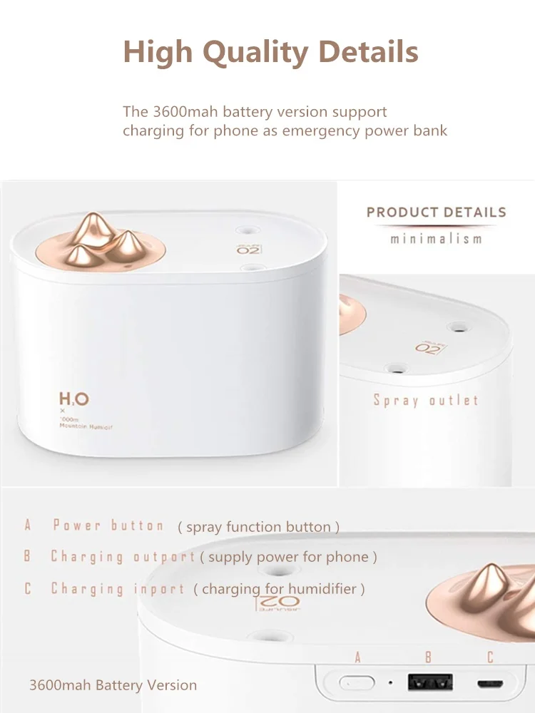 Портативный Ароматический диффузор эфирного масла 1000 мл ультразвуковой USB