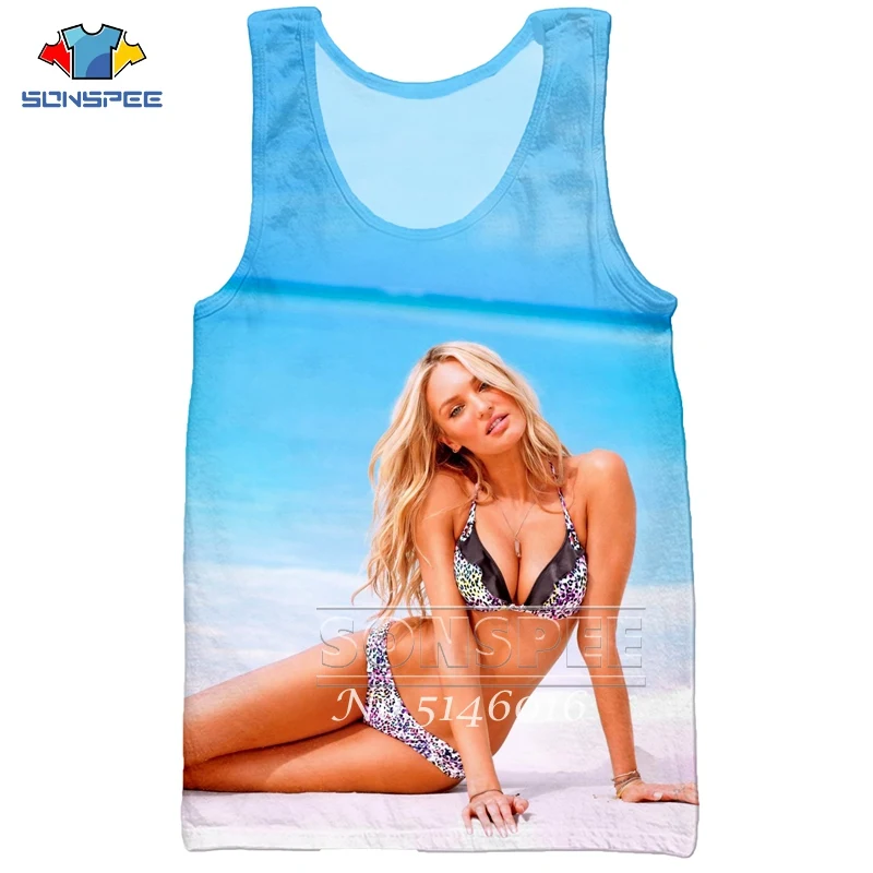 Мужские повседневные рубашки без рукавов SONSPEE Пляжная Сексуальная модель с 3D