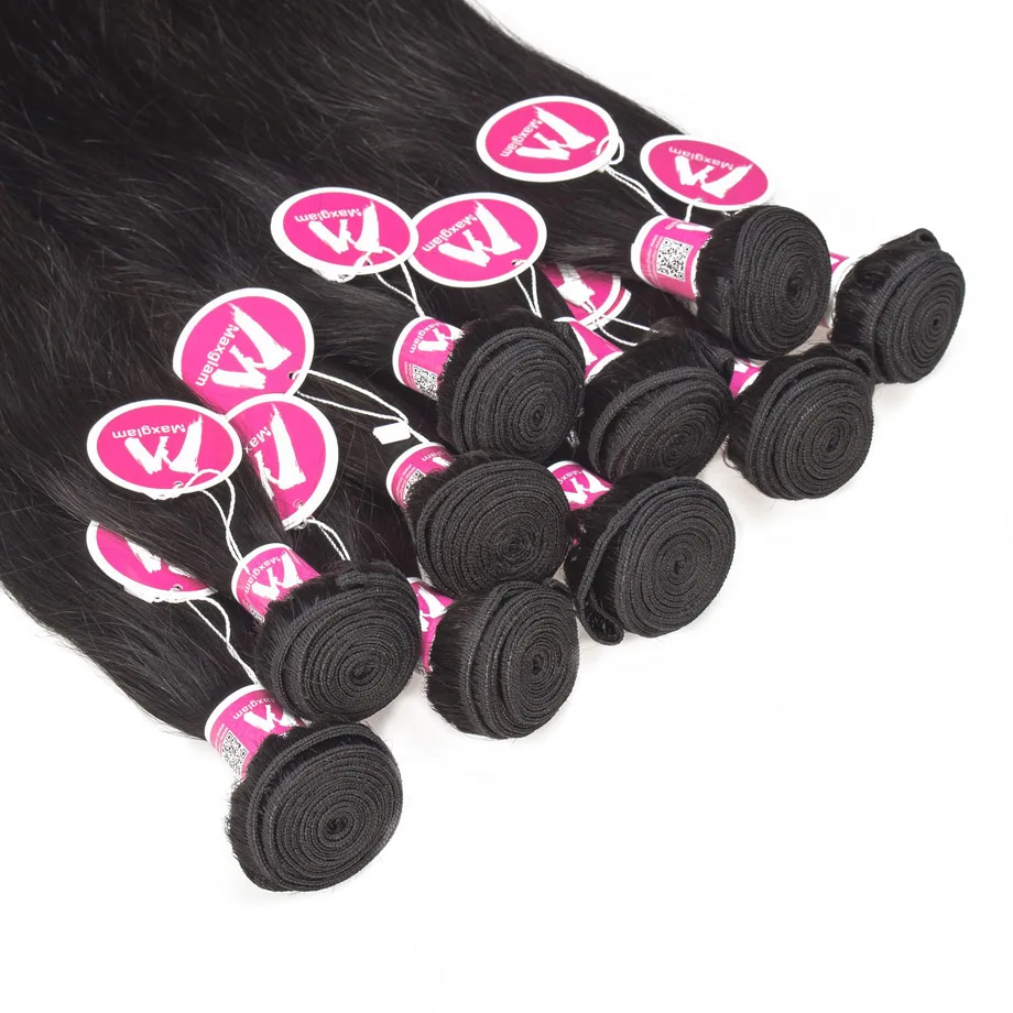 Maxglam Оптовая Продажа Натуральные волосы пучки прямые бразильские переплетения