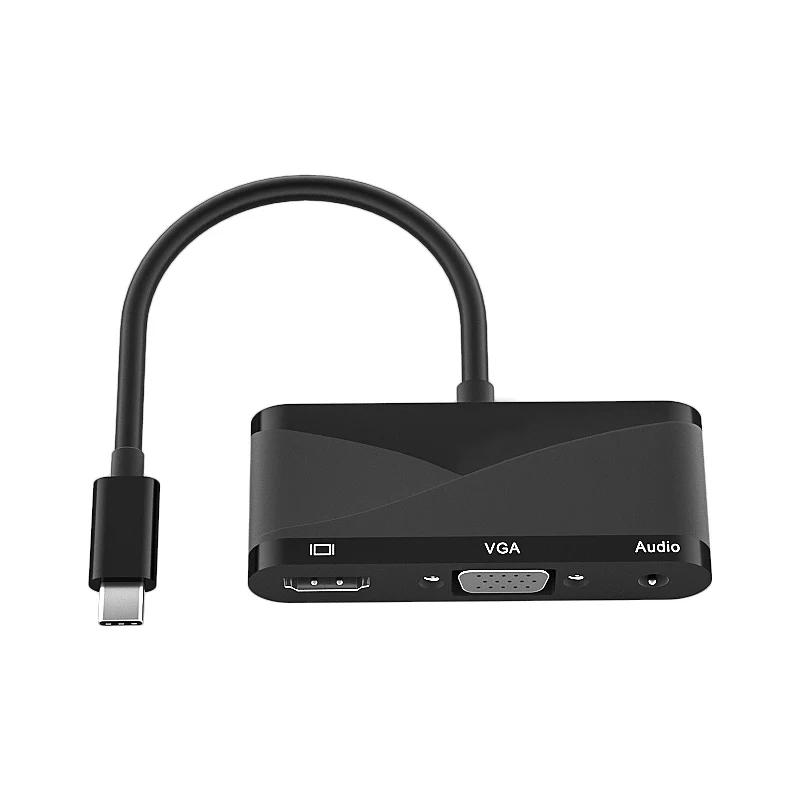 Адаптер 3 в 1 USBC-HDMI 4K 30 Гц USB 3.1 Тип C аналогичен VGA 1080P HDTV 5 мм аудио-и видеоконвертеры