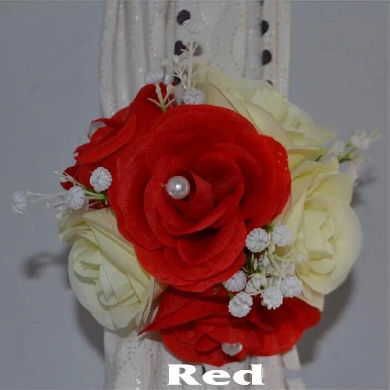 

Elegant Artificial Rose Silk Flowers Background Gauze Curtain Clip Bouquets For Wedding Decor Prop Backdrop Decoration Accessori