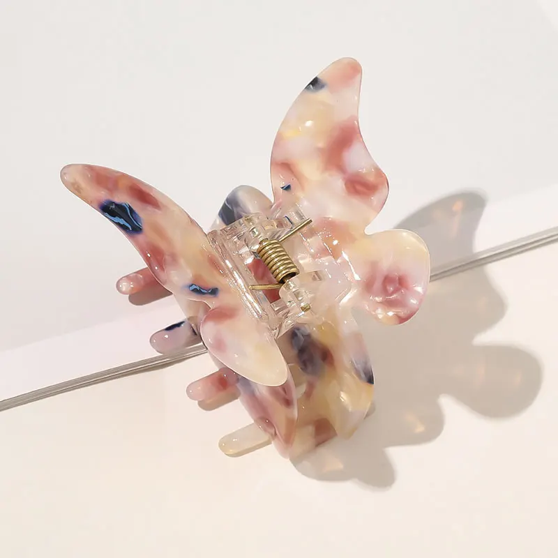 

Women Hair Claws Sweet Butterfly Hair Clip Marble Print Geometric Acrylic Acetate Hairpins Girls Clip Hair Accessories Barrettes