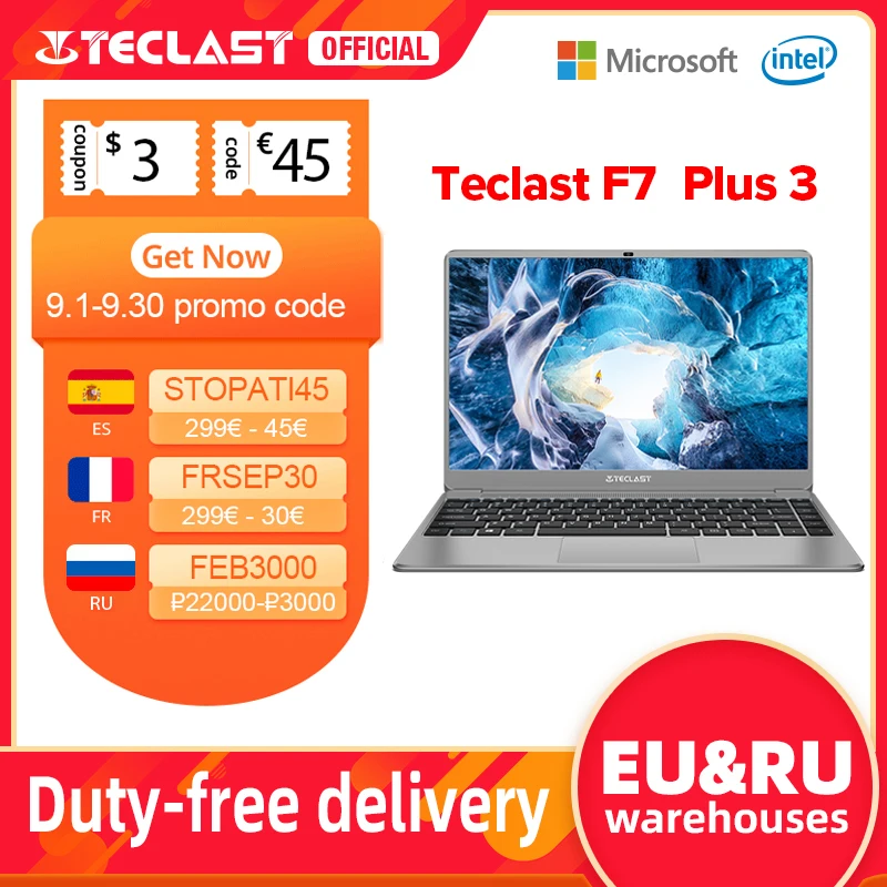 

Teclast F7 Plus 3 14.1" Laptop 8GB RAM 256GB SSD Intel Gemini Lake N4120 Dual-band Wi-Fi Computer 1920x1080 Windows 10 Notebook