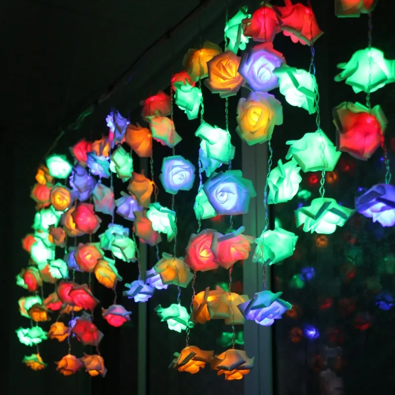 

3.5M 96 LED Rose Flower String Light Christmas Fairy curtain Light Valentine Wedding Holiday Party Decoration Luminaria Garland