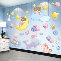 shijuekongjian animals balloons wall stickers diy girl clouds stars mural decals for kids rooms baby bedroom house decoration