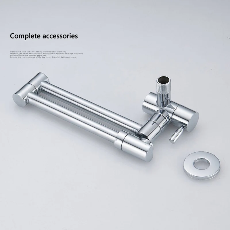 

Pot Filler Double Joint Spout Folding Stretchable Swing Arm Wall Brass Kitchen Faucet Single Hole Two Handle Kitchen Sink Faucet