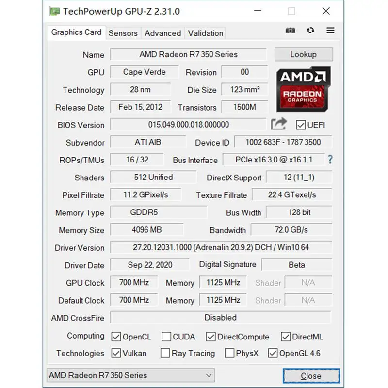 Yeston Graphics Card R7 350 4G D5 4MINIDP 4-screen Support Split Screen 4G/128bit/GDDR5 700/4500MHz with 4 MiniDP Ports