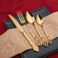 24pcslot dinnerware set gold cutlery fork 304 stainless steel spoon royal cutlery forks knives spoons kitchen spoon tableware
