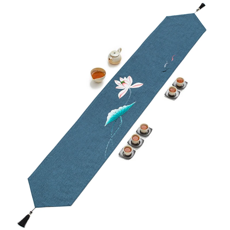 

Retro Tassel Leaves Pattern Jacquard Table Runners Putting Place Restaurant Desk Bed Flag Home Desk Bed Decoration