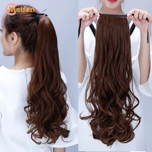 Длинные волнистые кудрявые заколки MEIFAN для конского хвоста цельный удлинитель волос для конского хвоста кулиска синтетические накладные шиньоны с шпильками