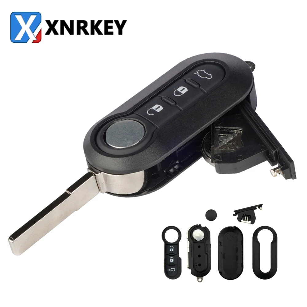 XNRKEY 2/3 Кнопка откидной Складной Дистанционный Автомобильный ключ оболочка брелок для Fiat 500 панда Punto Bravo Ducato Stilo чехол для ключа декодер SIP22 ле...