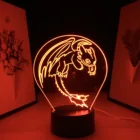 Ночник с аниме драконом, ночник злого 3D, лампа, иллюзия, сенсорный ночсветильник, светодиодная лампа для спальни, Декор, настольная лампа